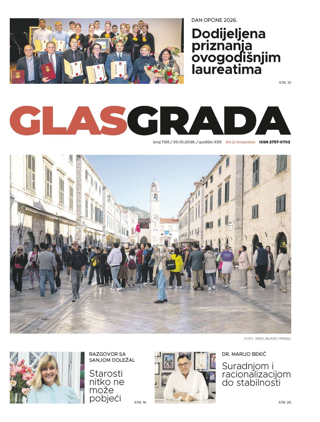 Stigao novi broj Glasa Grada – usuglašena trasa brze ceste, priznanja u Konavlima i razgovor sa Sanjom Doležal